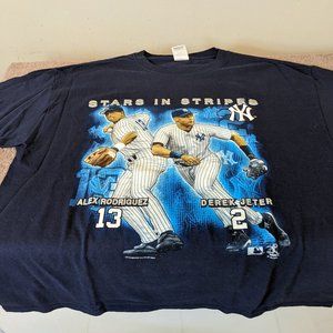 Vintage Stars And Stripes 2004 Alex Rodriguez and Derek Jeter T-shirt